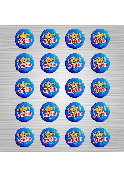 Aferin Rozet Öğrenci Motivasyon Rozetleri Serisi 20`Li Paket Çok Renkli