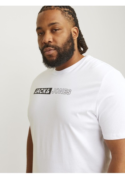 Jack & Jones Jack Jones Yazılı Erkek Büyük Beden Tişört 12243630 Beyaz