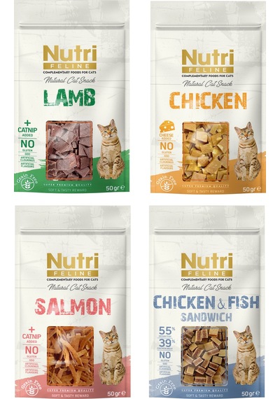 Nutri Feline 4 Çeşit Karma Tahılsız Kedi Ödülü 50 Gr. X 4 Adet