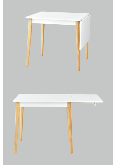 Vilinze Eames Sandalye Avanos Ahşap Mutfak Masası Takımı - 70x80 Cm Beyaz