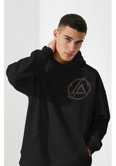 Sevbano Linkin Park Rock Metal Müzik Grubu Sırt Baskılı Unisex Oversize P Siyah
