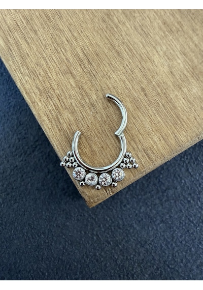 316 L Cerrahi Çelik Zirkon Taşlı Pırlanta Model Halka Piercing Açık Mor