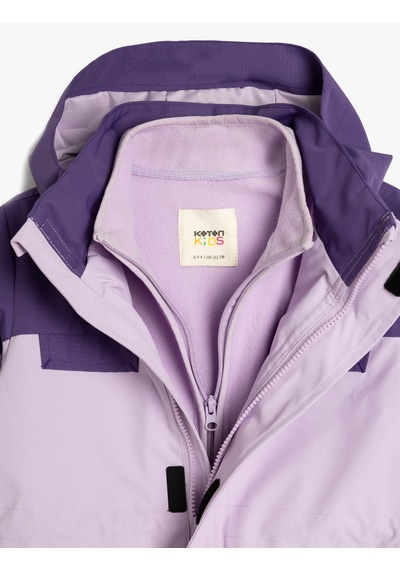 Koton Oversize Mont Kapaklı Cep Detaylı Fermuar Kapamalı Rüzgar Kapaklı Mor 5wkg00036aw Mor