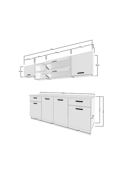 Decoraktiv Prestij 280 Mdf Hazır Mutfak Dolabı - Tezgah Dahil - Pera Beyaz Beyaz - Meşe Decoraktiv Prestij 280 Mdf Hazır Mutfak Dolabı - Tezgah Dahil - Pera Beyaz Beyaz - Meşe