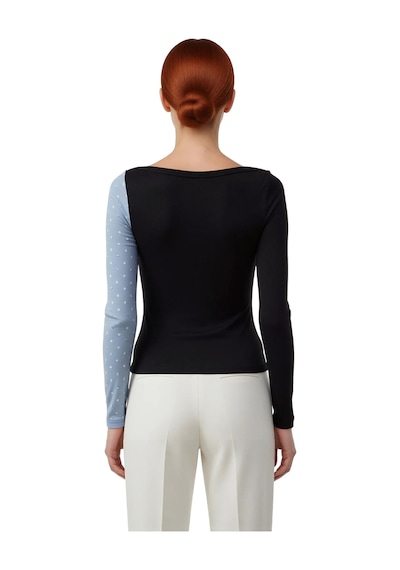 Ersefa Kadın Esnek Örme Kayık Yaka Uzun Kollu Slim Fit Bluz Kaliteli Şık siyah