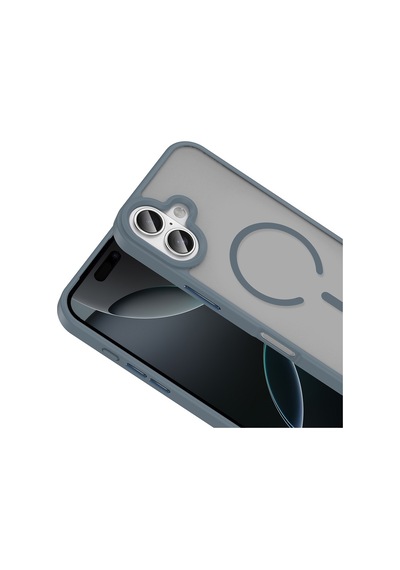 Vendas Apple Uyumlu iPhone 17 Kılıf M-safe Şarj Özellikli Mat Arka Yüzey Zore Sio Kapak + Hayalet Ekran Koruyucu Gri