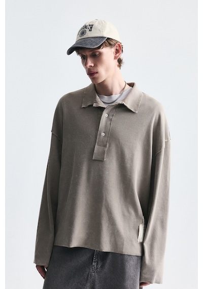 Vamos Relax Fit Polo Yaka Sweatshirt Vizon
