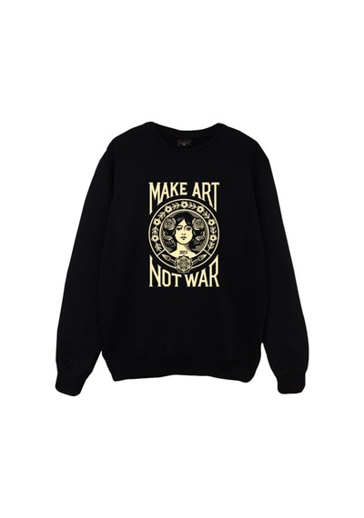 Make Art Not War Baskılı Sweatshirt Siyah