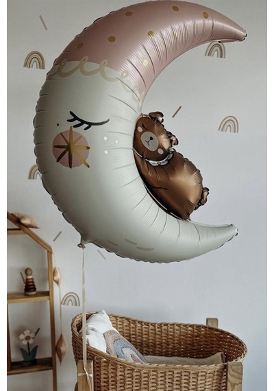 Retro Ayda Uyuyan Ayı Folyo Balon 86 Cm