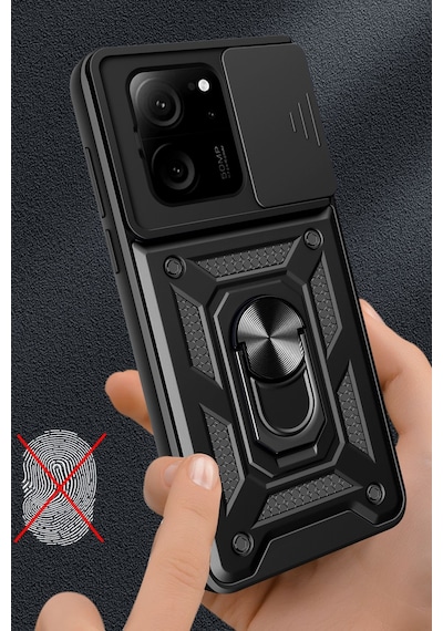 Xiaomi Mi 13t Kılıf Pars Lens Sürgülü Yüzüklü Standlı Korumalı Kılıf