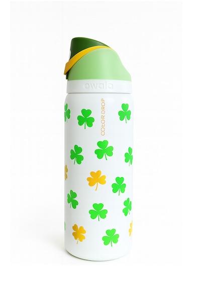 Owala 32 Oz 946 Ml Freesip Desenli Çift Katmanlı Paslanmaz Çelik Termos Kilitli Kapak Beyaz - Yeşil