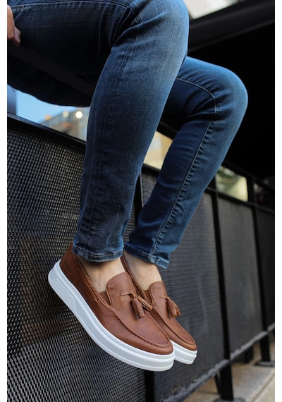 Roof Atelier Erkek Taba Püskül Detaylı Loafer Ayakkabı - 127 - Cbt Loafer-x Taba