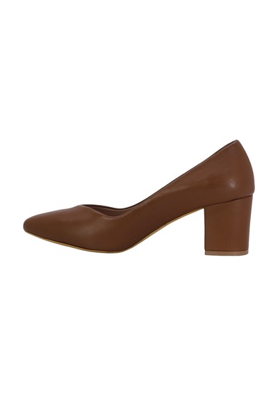Hobby 26569 Hakiki Deri Stiletto Kadın Ayakkabı Taba