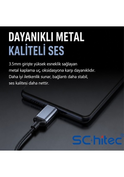 Schitec Lightning To 3.5mm Aux Dönüştürücü 10cm Siyah Hg/axt-01