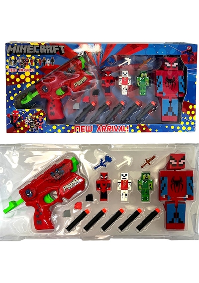 Minecraft Örümcek Adam Nerf Karakter Oyuncak Spider Man Nörf Tabanca Seti