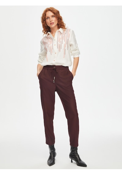 Faik Sönmez Beli Lastikli Comfort Fit Stretch Dokuma Pantolon 69492 U6949242 Mürdüm
