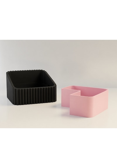 3d Baskı Fıstık Kasesi - Çift Hazneli Kabuk Ayırıcı Sunum Kasesi - Siyah Pembe Diğer