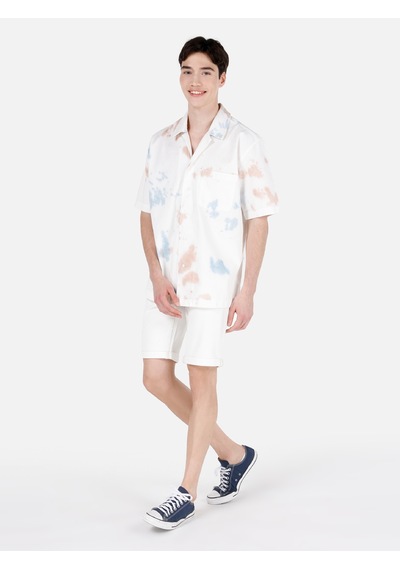 Colin's Colins Oversize Fit Shirt Neck Erkek Bej Kısa Kol Gömlek Cl1069575 Q1.v1 Dn43535 Denim