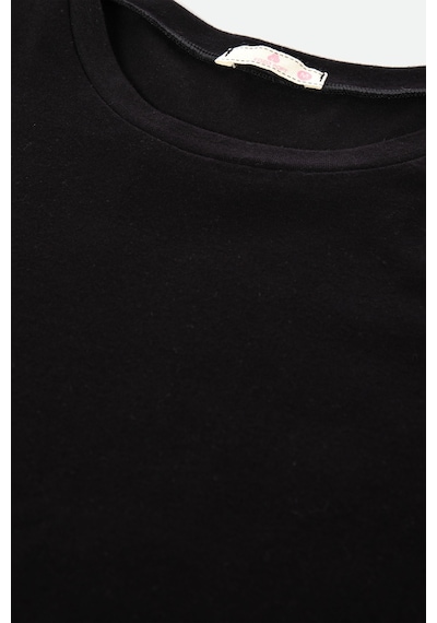 Kadın Pamuklu Siyah Oversize Tişört Alt Leopar Desenli Pijama Takımı Kk30120 Siyah