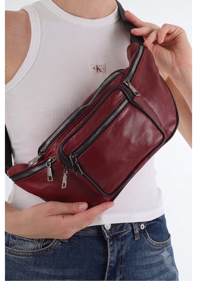 Nahitatyana Unisex Bordo Çok Cepli Hakiki Deri Freebag Bel Çantası Ve Omuz Çantası Bordo - 121763658 Bordo