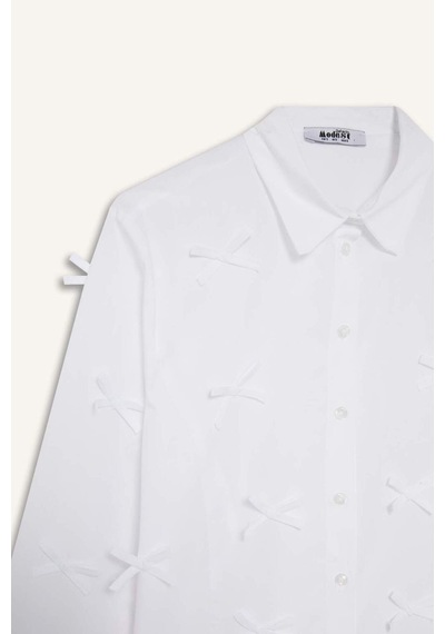 Defacto Regular Fit Poplin Uzun Kollu Tunik F2724ax25spwt34 Beyaz
