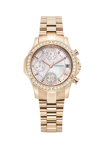 Romanson Rm7000qlrrmc6r Safir Cam Swiss Quartz Çelik Kasa Çelik Kordon Taşlı Kronometre Takvimli Ka