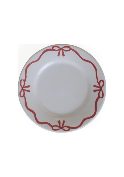 Keramika Fiyonk Dekor Pasta Tabak 19 Cm - 8 Adet Tarı beyaz
