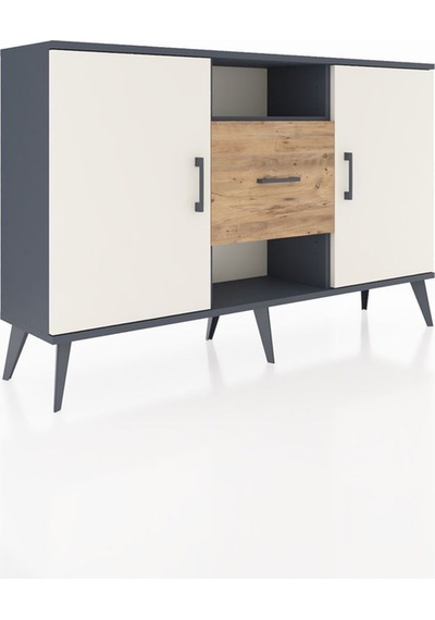 Arges Konsol 3 Raflı Tek Çekmeceli 2 Kapaklı 132x30x83 Antrasit-aytaşı/çam Aytaşı/çam Arges Konsol 3 Raflı Tek Çekmeceli 2 Kapaklı 132x30x83 Antrasit-aytaşı/çam Aytaşı/çam