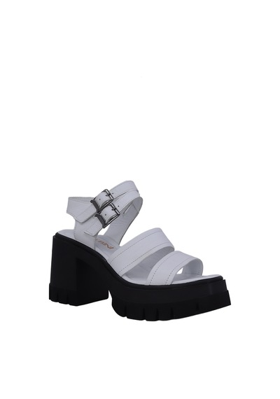 Albishoes Albini 26y10883 Hakiki Deri Topuklu Kadın Sandalet Beyaz