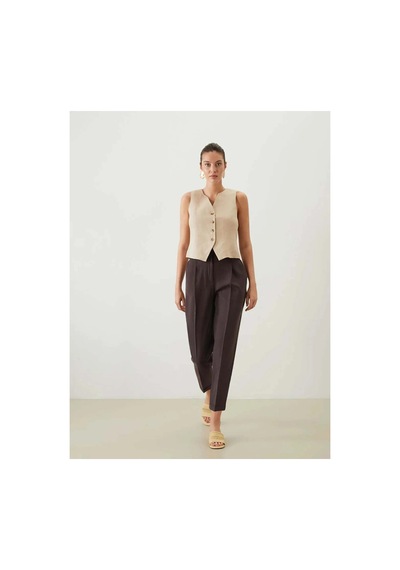 LC Waikiki Lcwaıkıkı Classic Kahverengi Loose Fit Cigarette Kadın Pantolon Dark Brown LC Waikiki Lcwaıkıkı Classic Kahverengi Loose Fit Cigarette Kadın Pantolon Dark Brown