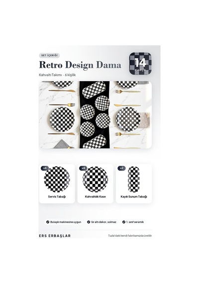 Retro Design Dama 14 Parça 6 Kişilik Kahvaltı Takımı Lüx Kahvaltı Seti Diğer