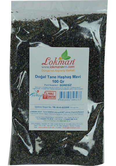 LokmanAvm Mavi Doğal Tane Haşhaş Tohumu 100 G