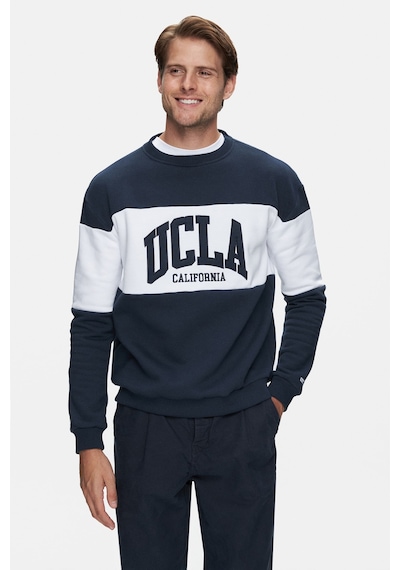 Ucla Archer Lacivert Bisiklet Yaka Nakışlı Loose Fit Erkek Sweatshirt Siyah