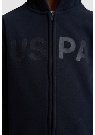 U.S. Polo Assn. Erkek Çocuk Lacivert Kapüşonlu Fermuarlı Sweatshirt 50329899-vr033
