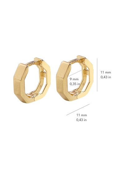 Goldkupe 14 Ayar Altıgen Minik Halka Altın Küpe 1,31 Gr-3025