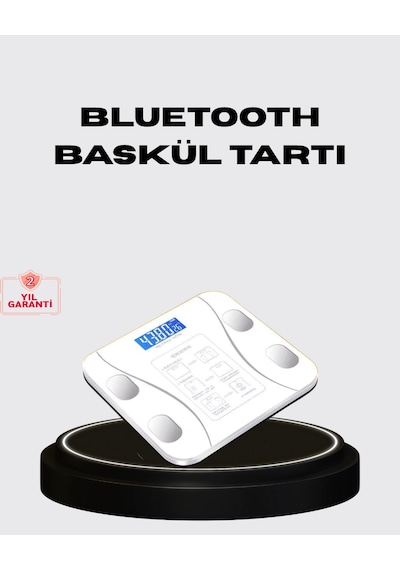 Akıllı Dijital Baskül Bluetooth Bağlantılı, 8 Ölçüm Verili, Akıllı Vücut Analiz Tartısı