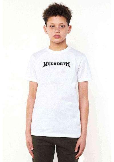Tshirthane Megadeth Logo Baskılı Unisex Çocuk Beyaz Tshirt