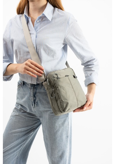 Sanmorris Unisex 4 Bölmeli Suya Dayanıklı Paraşüt Kumaş Omuz Çantas 6033 Açık Gri