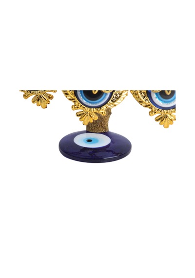 Feng Shui Nazar Boncuğu Çiçeği Hayat Ağacı Biblo Servet Çakra Şans Ağacı Mavi Göz Baykuş 15 Cm.