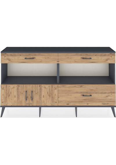 Arges Konsol 2 Raflı 3 Çekmeceli 2 Kapaklı 176x30x99 Antrasit-çam Antrasit-çam