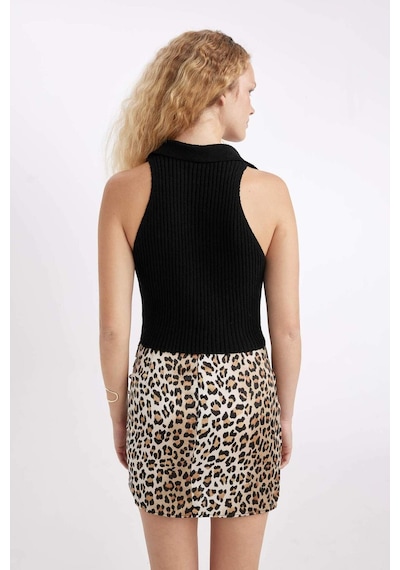 Defacto Coool Slim Fit Dar Kesim Düğmeli Triko Yelek	 D3584AX24HS Siyah