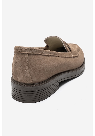 Luvishoes Luvi Shoes Pline Vizon Süet Hakiki Deri Kadın Loafer Ayakkabı Vizon
