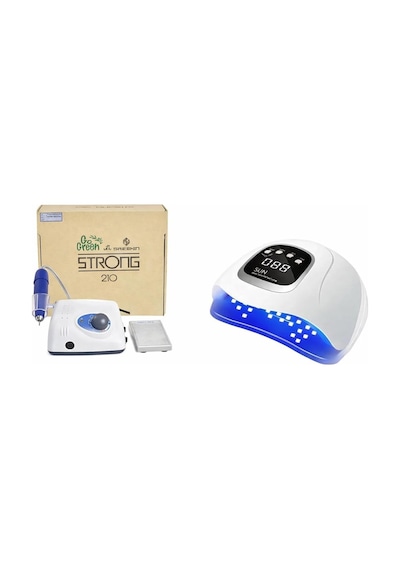 Protez Tırnak Kalıcı Oje Seti, Strong 210 Freze Makinesi, Uv Led Kurutucu, Beyaz