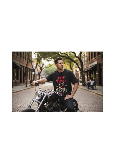 Urbantrendstore Unisex Motosiklet Baskılı Oversize Fit Rahat Geniş Salaş T-shirt Günlük Tişört Siyah