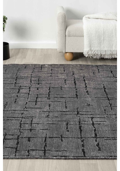 Gaia Antrasit Halı Yıkanabilir Kaymaz Taban Şönil Kilim Dokuma Pamuk Taban Kilim 10123 Antrasit
