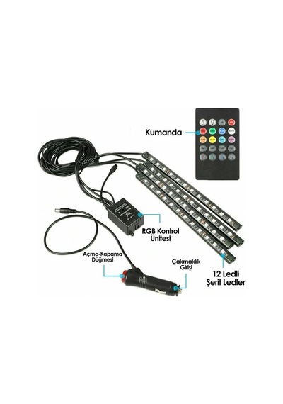 12 Ledli Ayak Altı Led Lamba Sese Ve Müziğe Duyarlı Led (505981720)