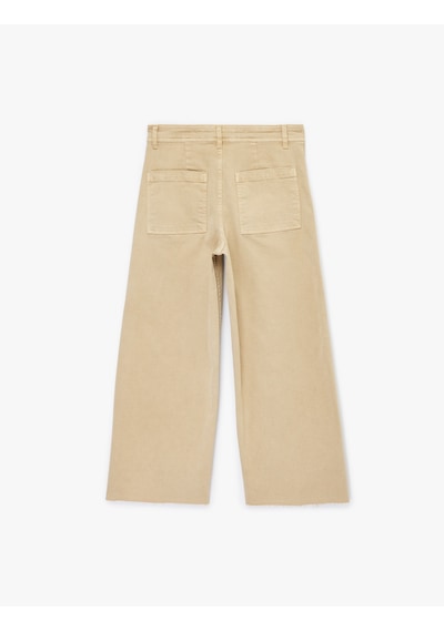 Koton Normal Bel Rahat Kalıp Kesik Paça Jean Pantolon - Culoette Jean Bej 6sal40004mw Ekru