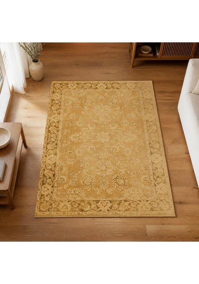 Kartela Halı Lino Halı Jüt Taban Dokuma Halı Hardal Sarısı - 100 X 150 Cm