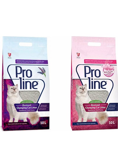 Proline Lavanta Kokulu Kedi Kumu 10 L + Proline Bebek Pudralı Kedi Kumu 10 L