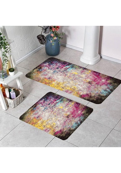 Rovigo Home Baskılı Kaymaz Taban 2 Li Banyo Paspas Takım Rvg5160-100X60-60X50 Çok Renkli